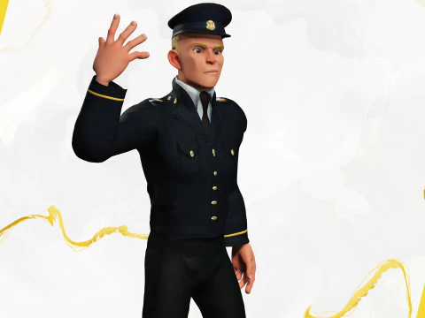 Cartoon Police Officer in Uniform 3D Model