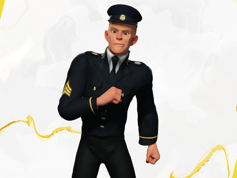 Cartoon Police Officer in Uniform Model 3D