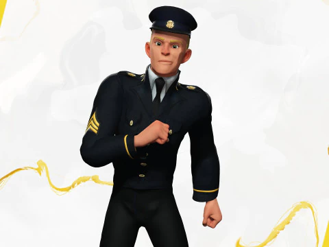 Cartoon Police Officer in Uniform 3D Model