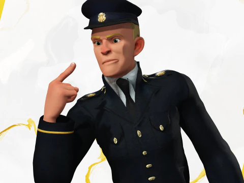 Cartoon Police Officer in Uniform 3D Model