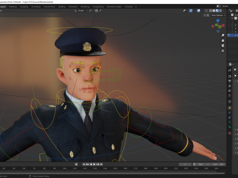 Cartoon Police Officer in Uniform Model 3D