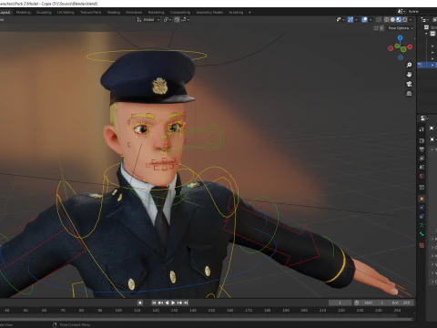 Cartoon Police Officer in Uniform 3D Model
