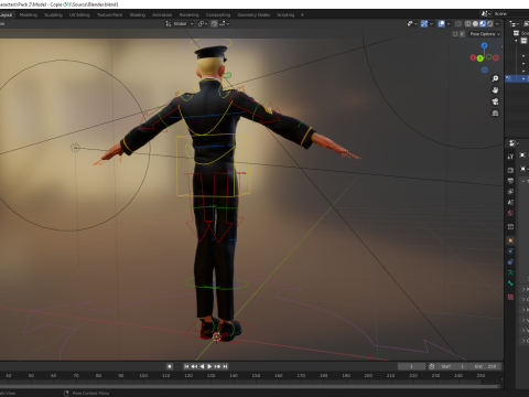 Cartoon Police Officer in Uniform Model 3D