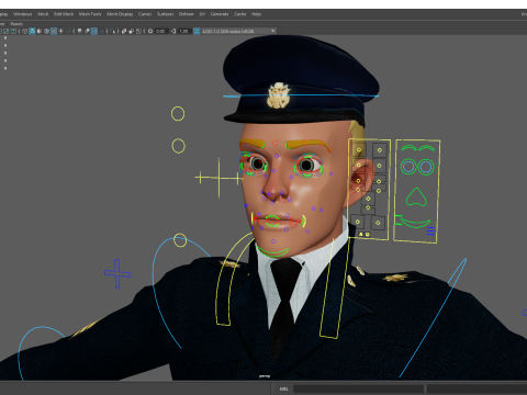 Cartoon Police Officer in Uniform Model 3D