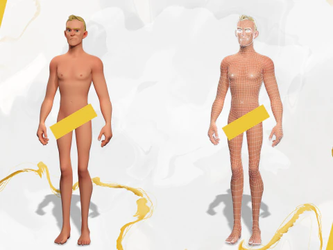 Cartoon gevangene in oranje jumpsuit 3D Model