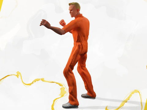 Cartoon gevangene in oranje jumpsuit 3D Model