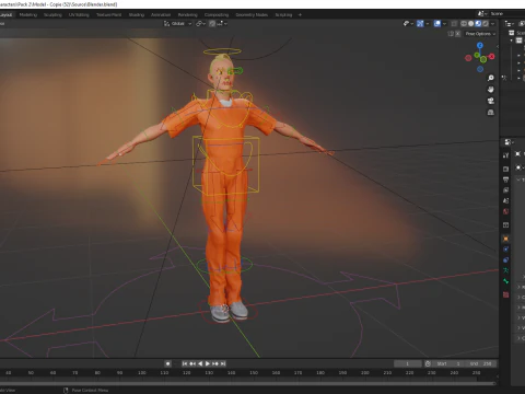 Cartoon gevangene in oranje jumpsuit 3D Model
