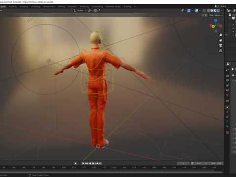Cartoon Prisoner in Orange Jumpsuit 3D Model