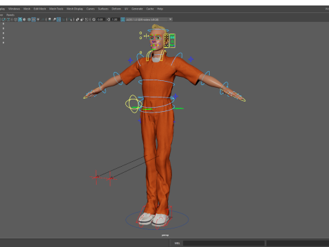 Cartoon Prisoner in Orange Jumpsuit 3D Model