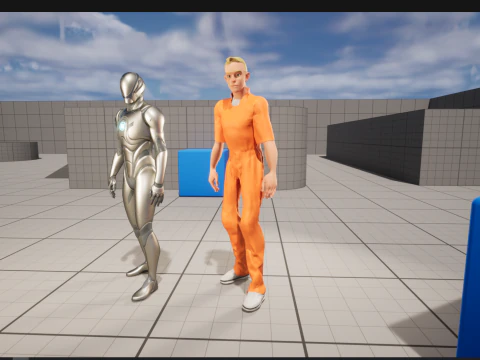 Cartoon gevangene in oranje jumpsuit 3D Model