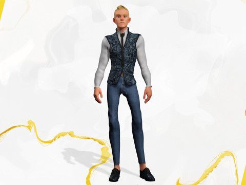 Cartoon Gentleman in Fancy Waistcoat Model 3D