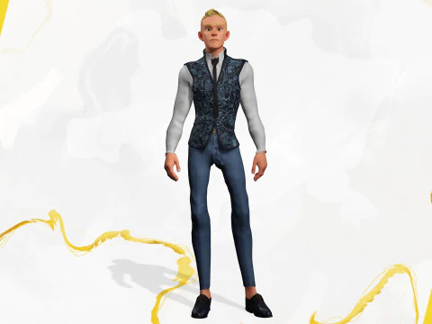 Cartoon Gentleman in Fancy Waistcoat 3D Model