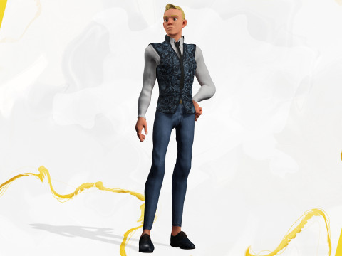 Cartoon Gentleman in Fancy Waistcoat Model 3D