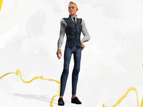Cartoon Gentleman in Fancy Waistcoat 3D Model