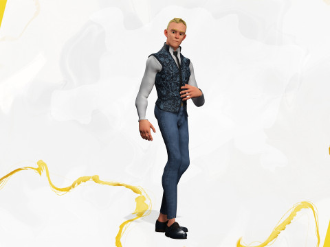 Cartoon Gentleman in Fancy Waistcoat Model 3D