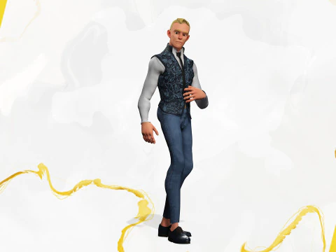 Cartoon Gentleman in Fancy Waistcoat 3D Model