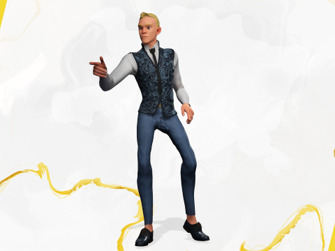 Cartoon Gentleman in Fancy Waistcoat Model 3D