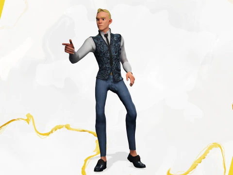 Cartoon Gentleman in Fancy Waistcoat 3D Model
