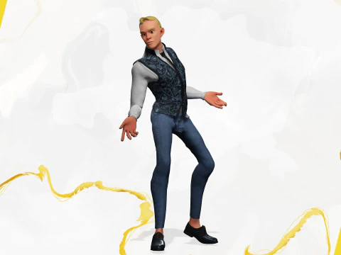 Cartoon Gentleman in Fancy Waistcoat 3D Model