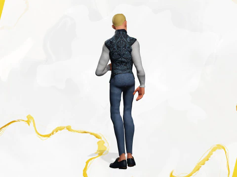 Cartoon Gentleman in Fancy Waistcoat 3D Model