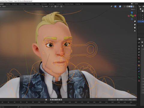 Cartoon Gentleman in Fancy Waistcoat 3D Model