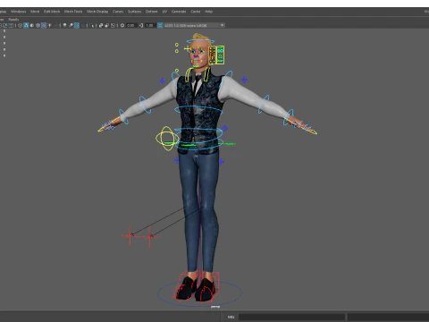 Cartoon Gentleman in Fancy Waistcoat 3D Model