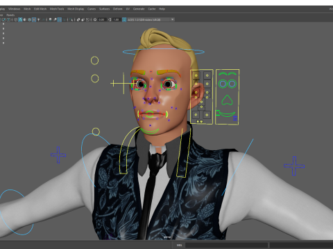 Cartoon Gentleman in Fancy Waistcoat Model 3D