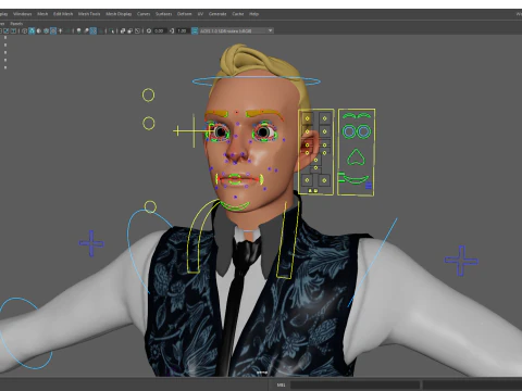 Cartoon Gentleman in Fancy Waistcoat 3D Model