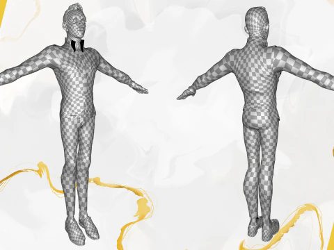 Cartoon Gentleman in Fancy Waistcoat 3D Model