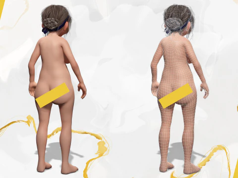 Funny Cartoon Old Women in Bikini 3D Model