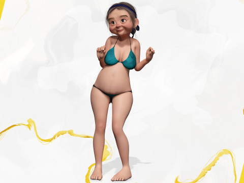 Funny Cartoon Old Women in Bikini 3Dモデル