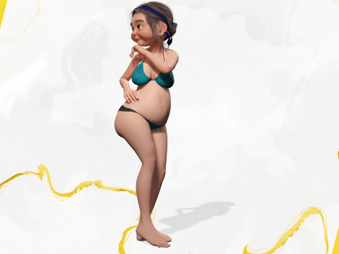 Funny Cartoon Old Women in Bikini 3Dモデル