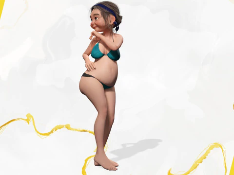 Funny Cartoon Old Women in Bikini 3D Model