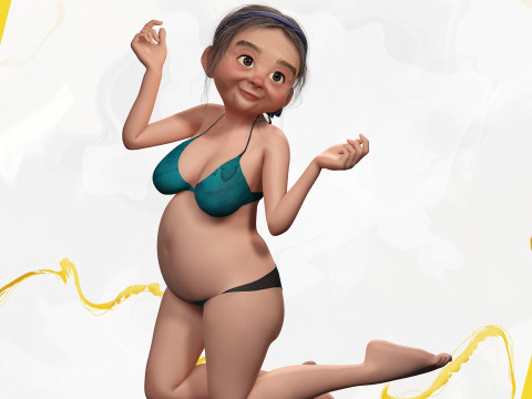 Funny Cartoon Old Women in Bikini 3Dモデル