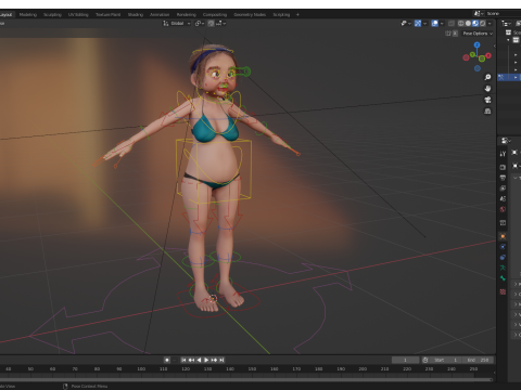 Funny Cartoon Old Women in Bikini 3Dモデル
