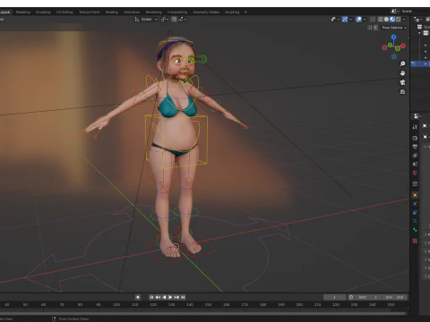 Funny Cartoon Old Women in Bikini 3D Model