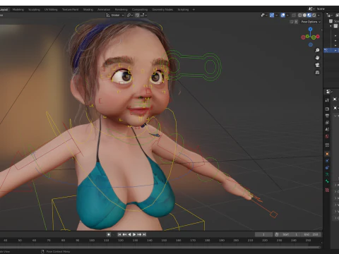 Funny Cartoon Old Women in Bikini 3D Model