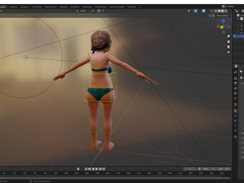 Funny Cartoon Old Women in Bikini 3Dモデル