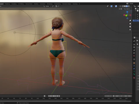 Funny Cartoon Old Women in Bikini 3D Model