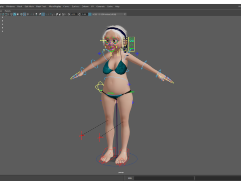 Funny Cartoon Old Women in Bikini 3Dモデル
