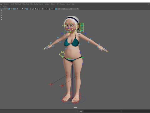 Funny Cartoon Old Women in Bikini 3D Model