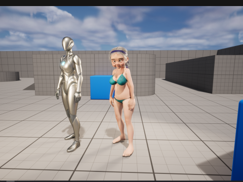 Funny Cartoon Old Women in Bikini 3Dモデル