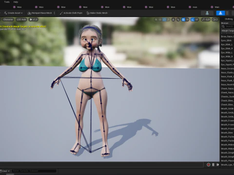 Funny Cartoon Old Women in Bikini 3D Model