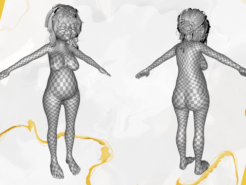 Funny Cartoon Old Women in Bikini 3Dモデル