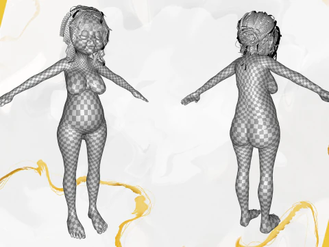Funny Cartoon Old Women in Bikini 3D Model