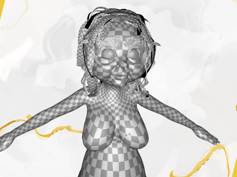 Funny Cartoon Old Women in Bikini 3Dモデル