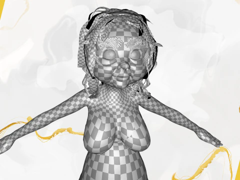 Funny Cartoon Old Women in Bikini 3D Model