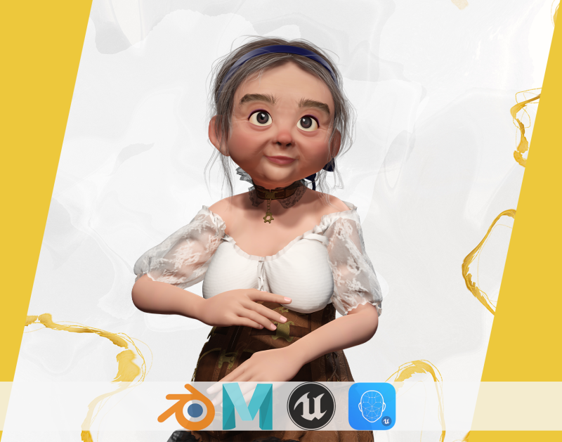 Farm Elderly Woman with Traditional Outfit 3Dモデル .c4d .max .obj .3ds .fbx .stl .blend