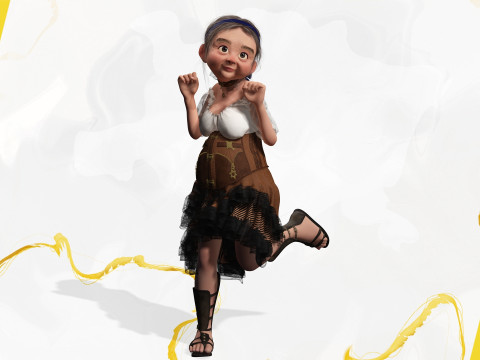 Farm Elderly Woman with Traditional Outfit 3Dモデル