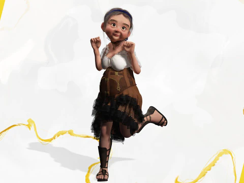 Farm Elderly Woman with Traditional Outfit 3D Model